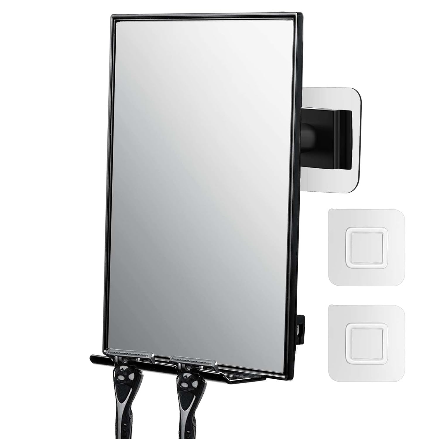 Shower Mirror with 2 Replaceable razors Squeegee 360 Adjustable