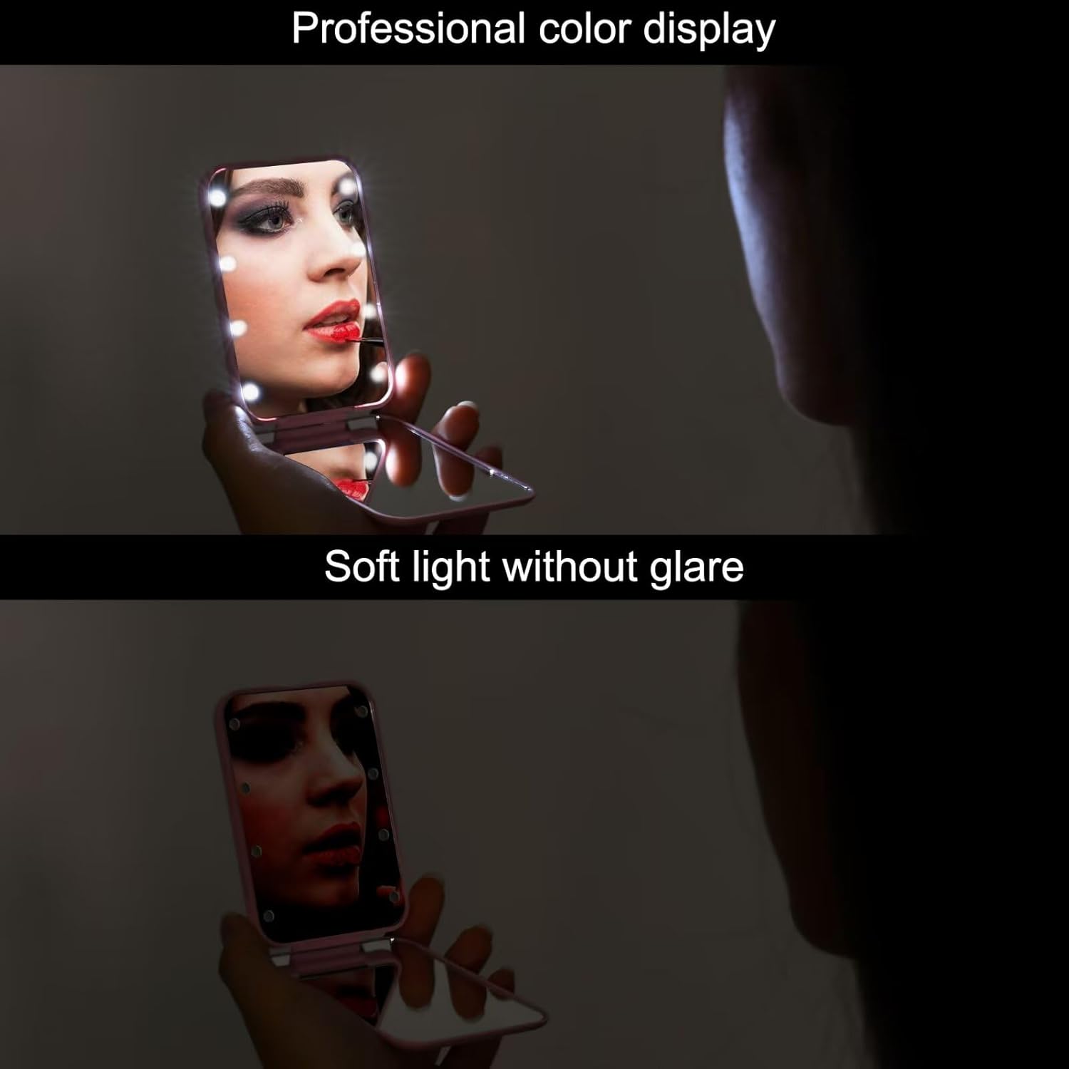 STINI Compact Blue Makeup Mirror with Light - Bridewealth Gifting