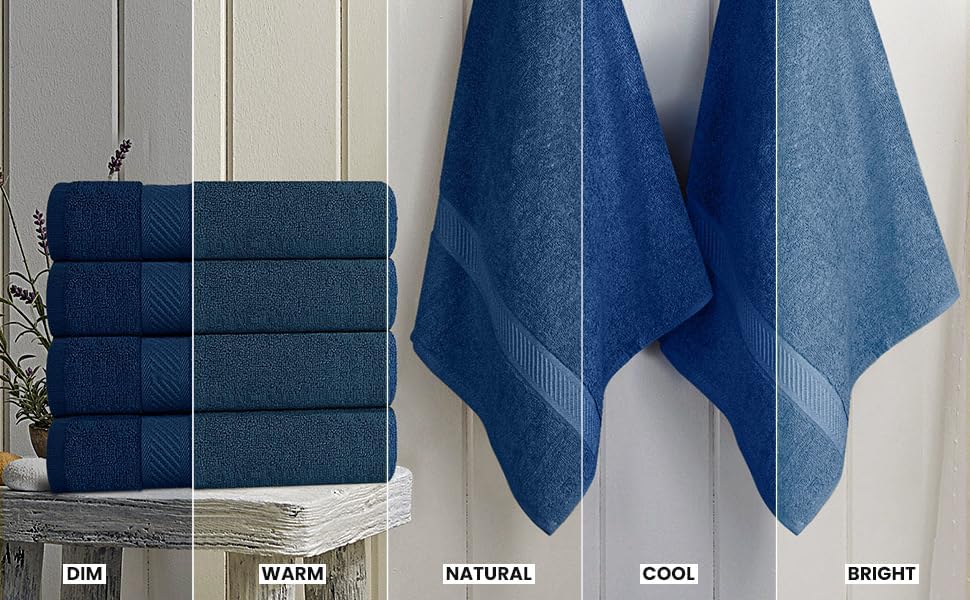 Utopia Medium Bath Towels Set 100 Cotton Quick Drying and Absorbent Navy