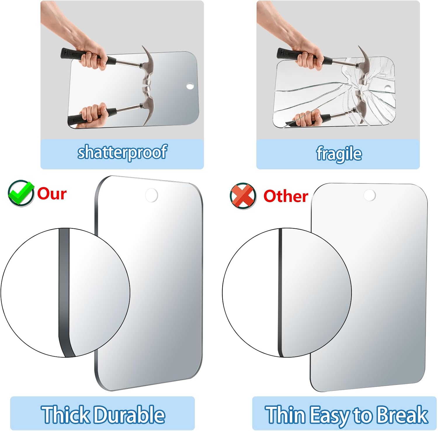 Frameless Medium Shower Mirror