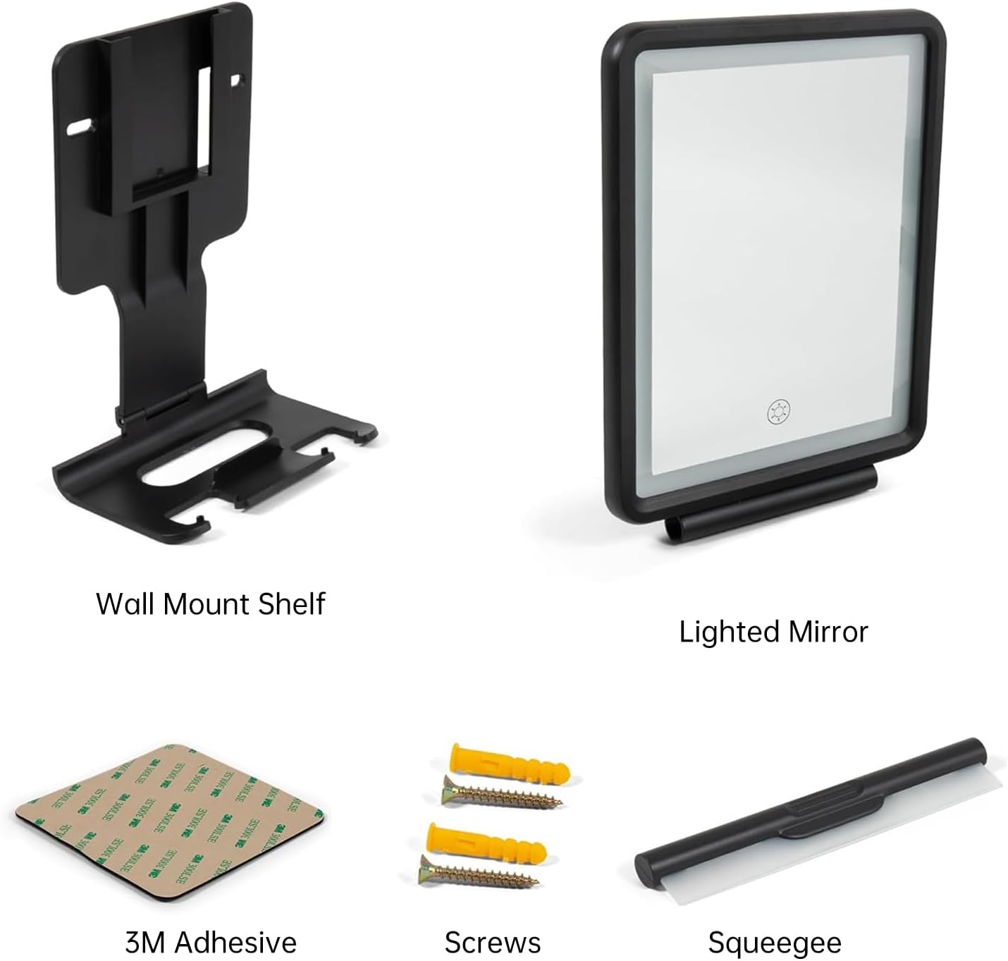 No Fog shower mirror with Squeegee 3-light modes
