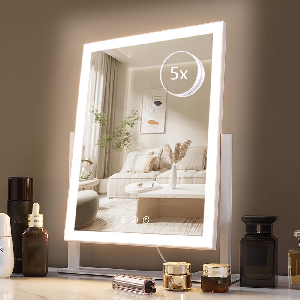 HIEEY Smart Makeup Mirror with 3 Lighting Modes 360 Rotation