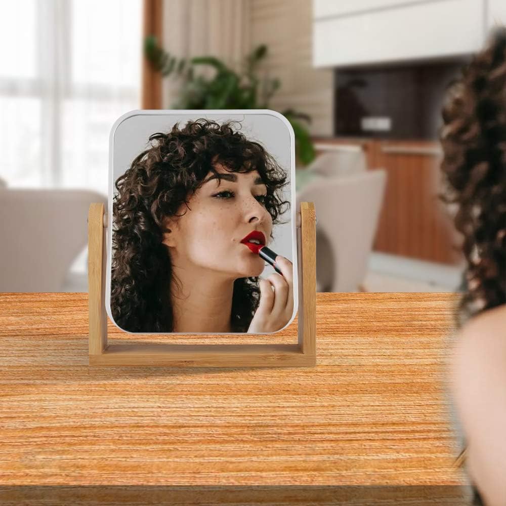 Makeup Mirror with Bamboo Stand