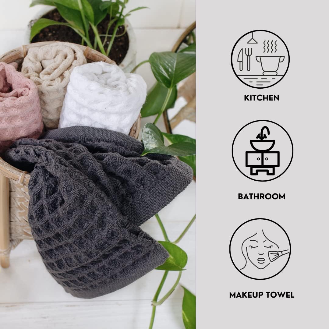 Modern 100 Turkish Cotton Waffle Washcloth Set