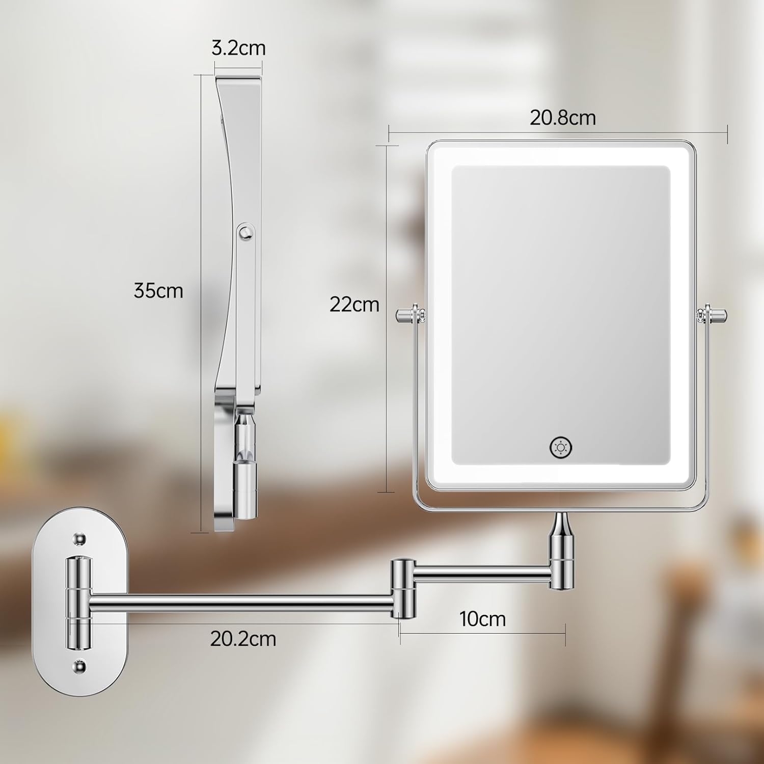 FASCINATE Rechargeable Wall-Mounted Makeup Mirror