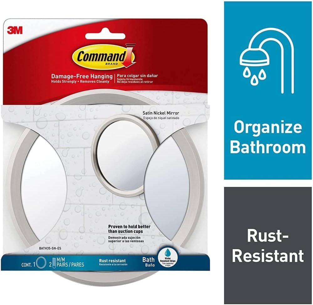 Command Bath MirrorSatin Nickel Durable Performance