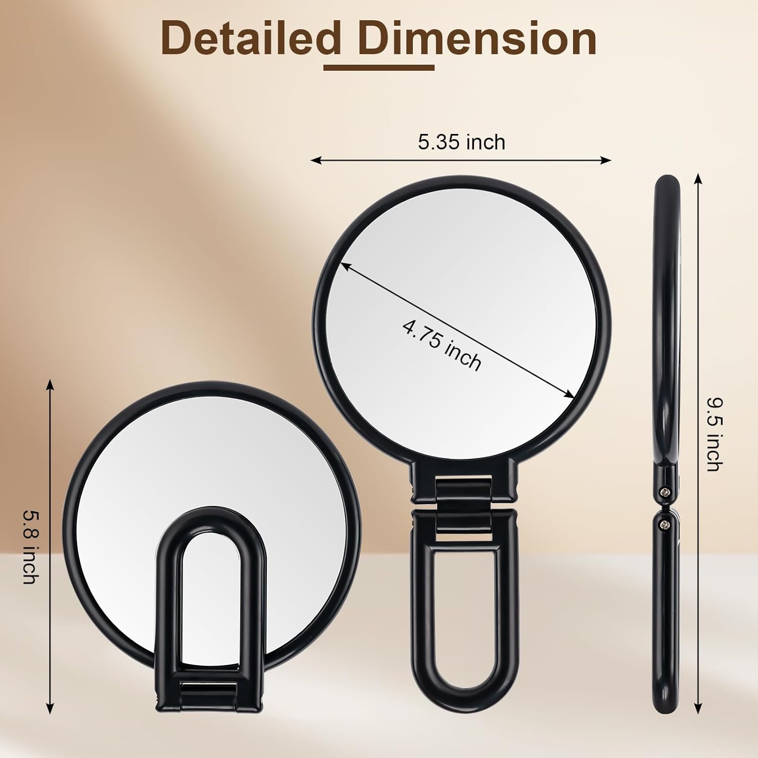 Versatile 10X Magnifying Handheld Mirror with Dual Faces