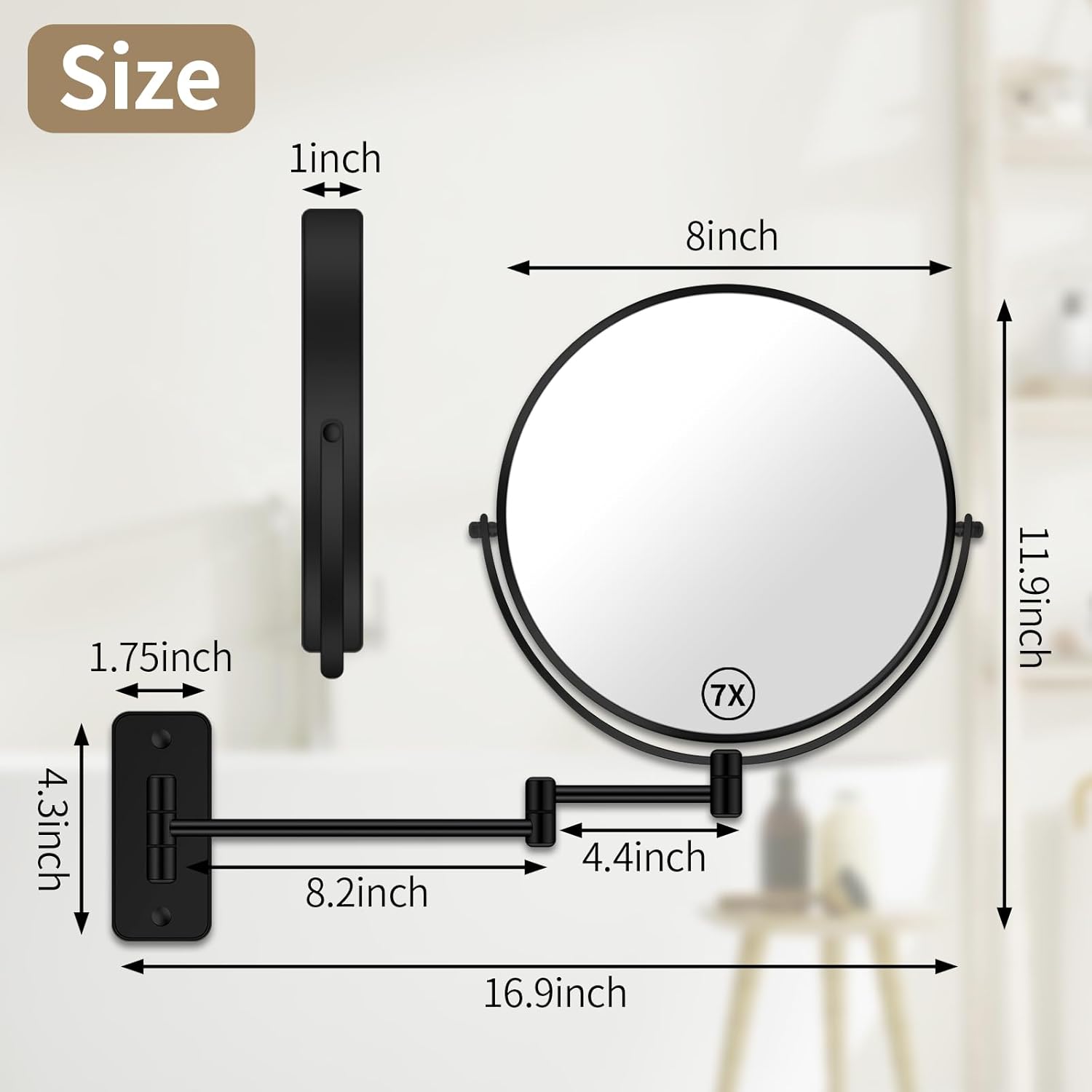 8-inch Wall-Mounted Magnifying Mirror