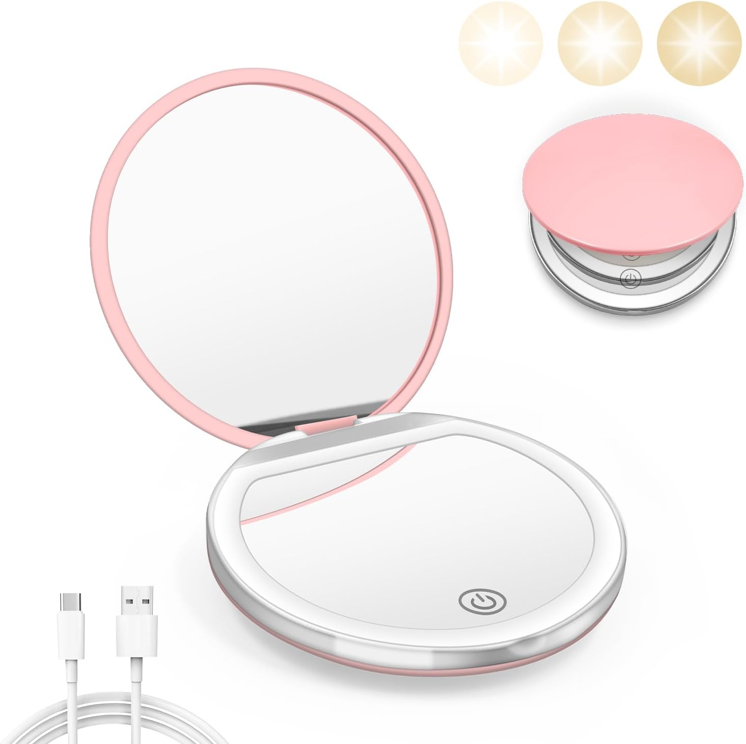 Zipper-Ready Compact Mirror with 1X3X Magnification