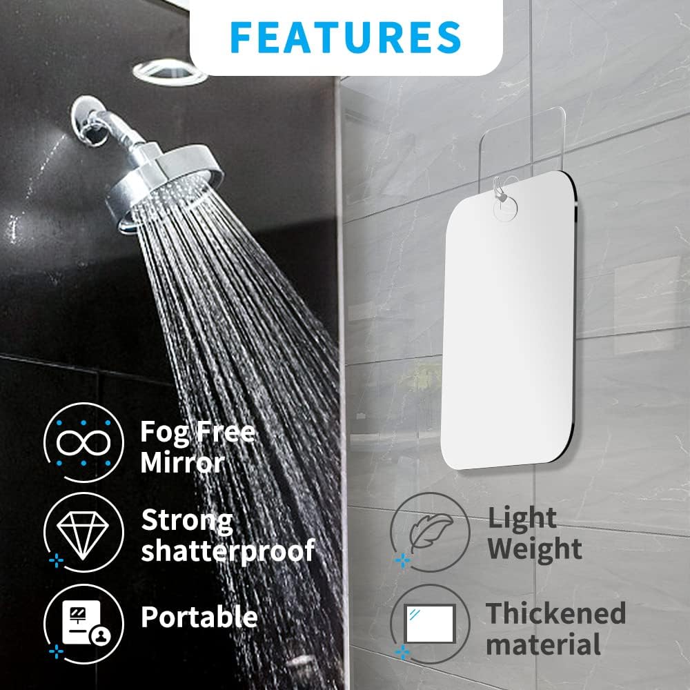 Shatterproof Shaving Mirror for Shower Use