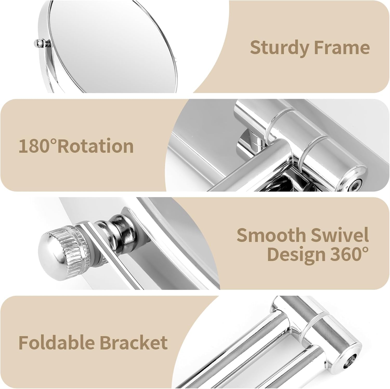 BTremyr 9-Inch Large Wall-Mounted Double-Sided 7X Magnifying Mirror