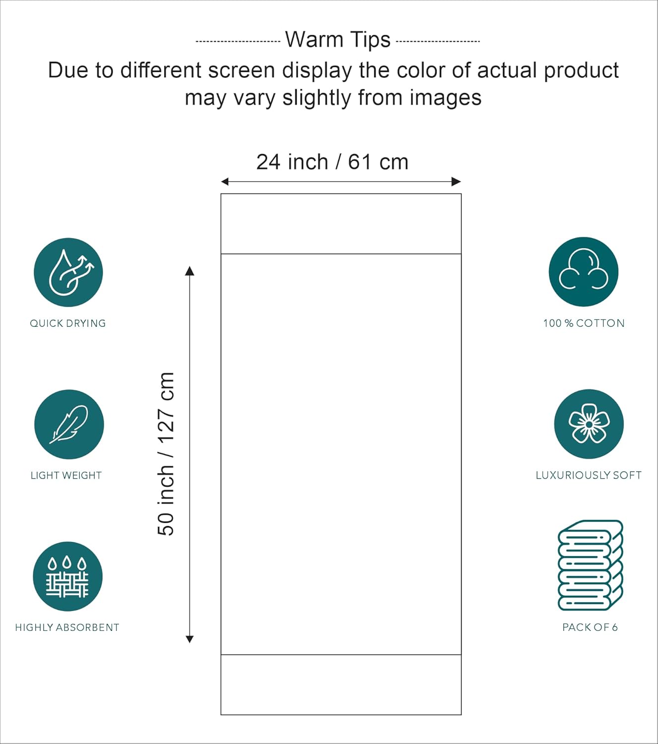 Luxury Cotton Bath Towels Set 6