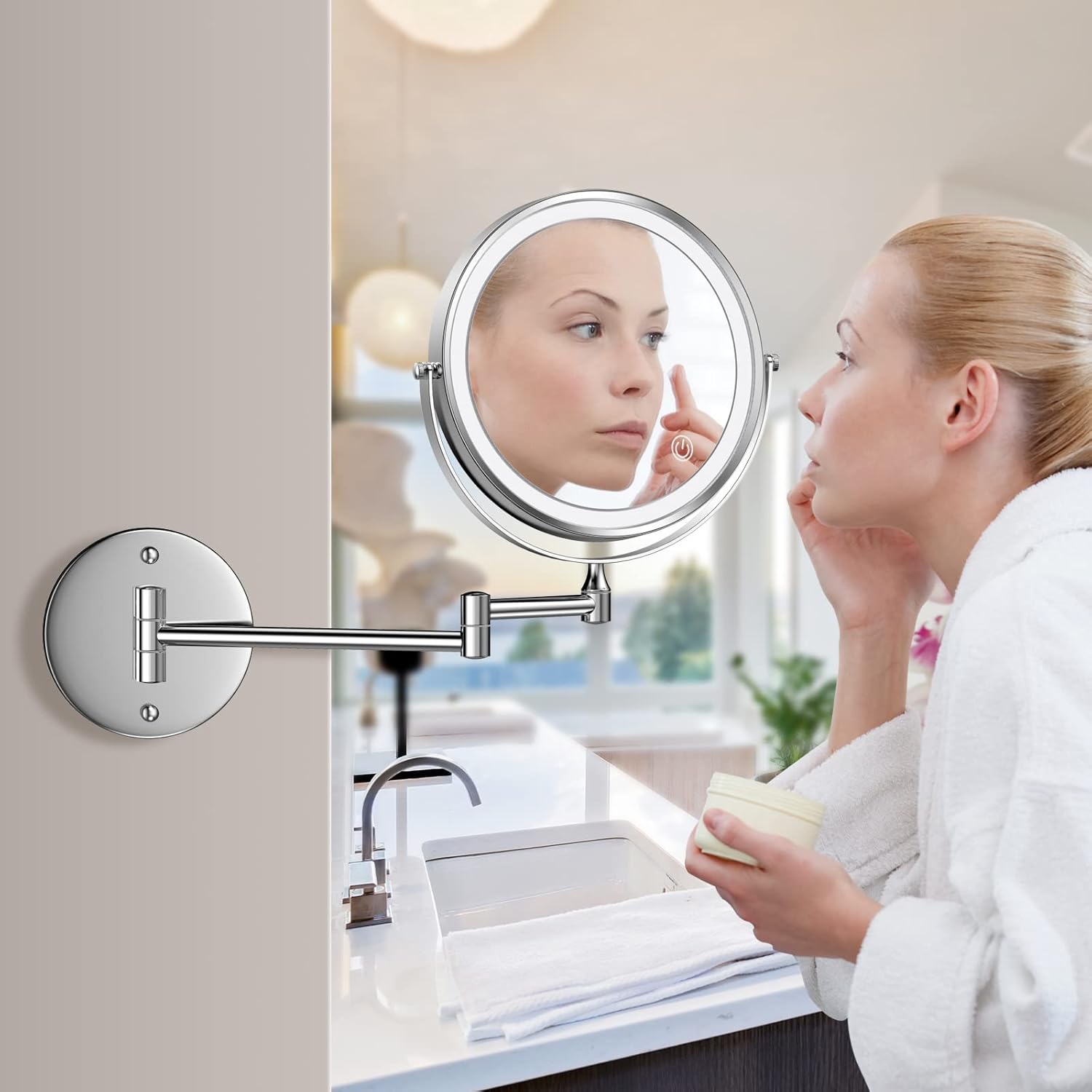 Chargable 3-Sided LED Makeup Mirror with Extendable Design