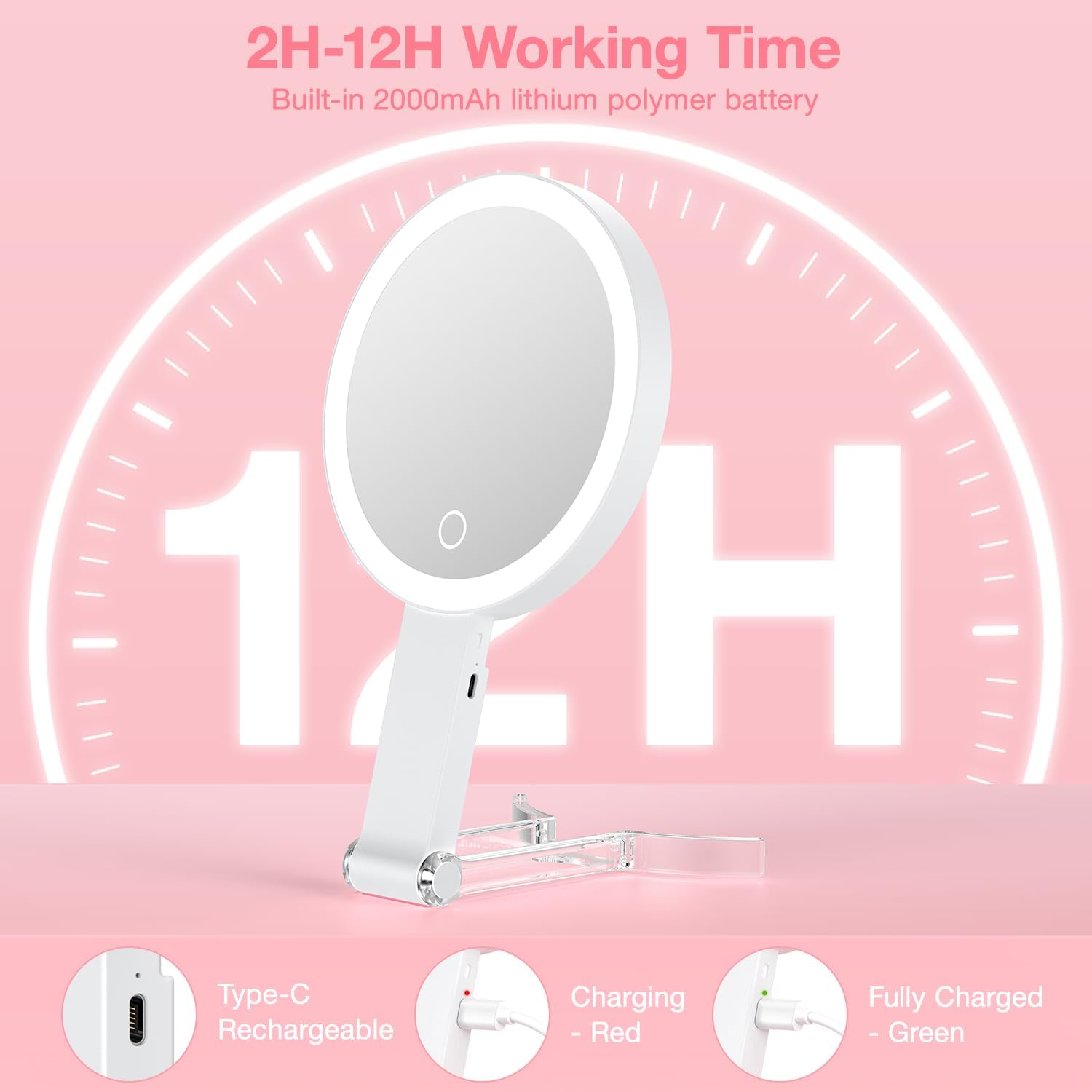 High-Quality 3-in-1 Makeup Mirror for Travel