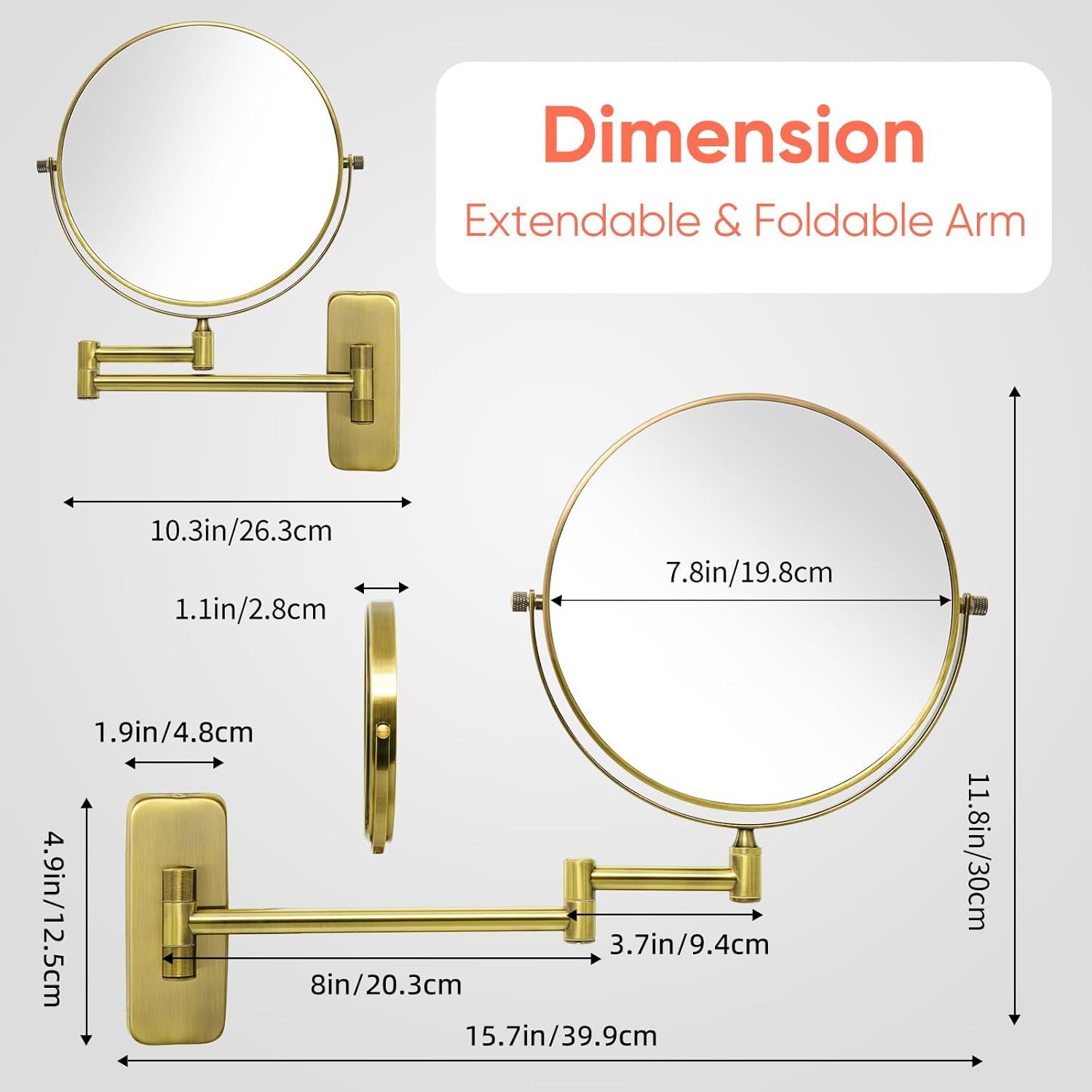 Double-Sided Wall-Mount Makeup Mirror