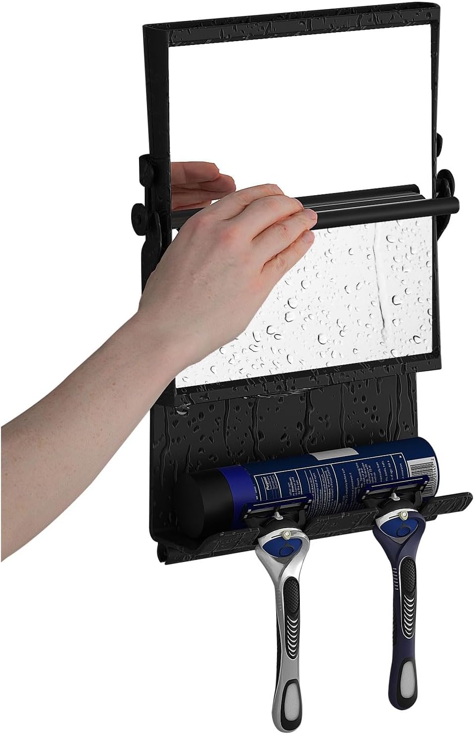 Fogless Dual-Sided Shower Mirror - Rust-Proof and Slick Black Design