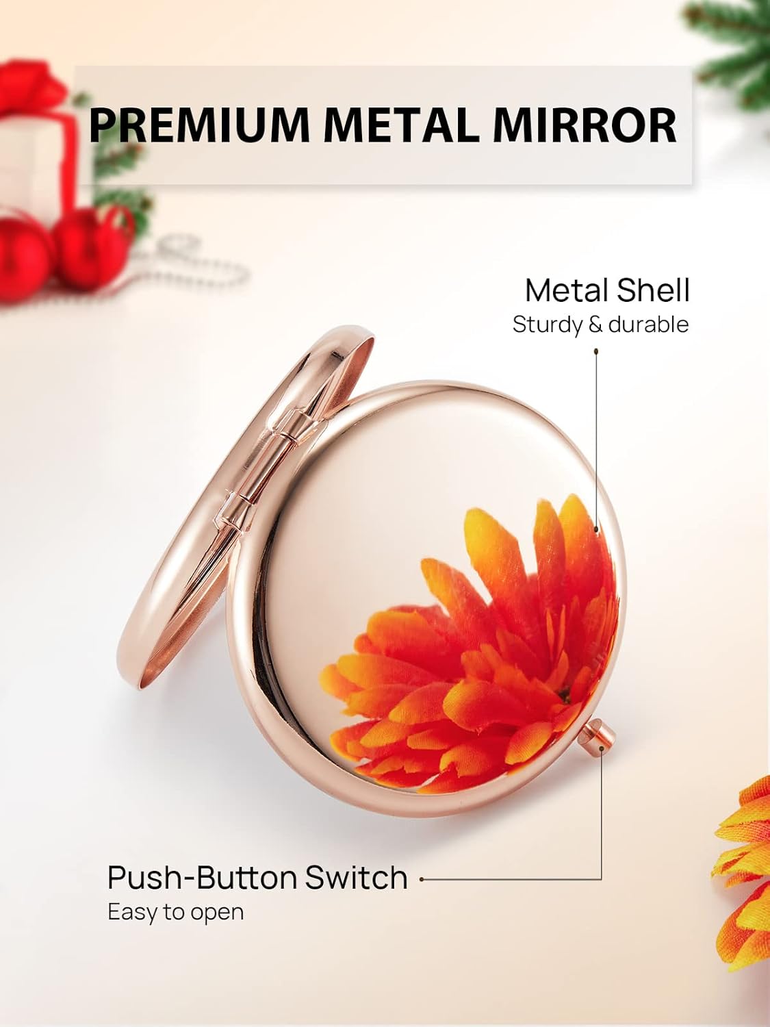 Getinbulk Compact Rose Gold Makeup Mirror for Purse