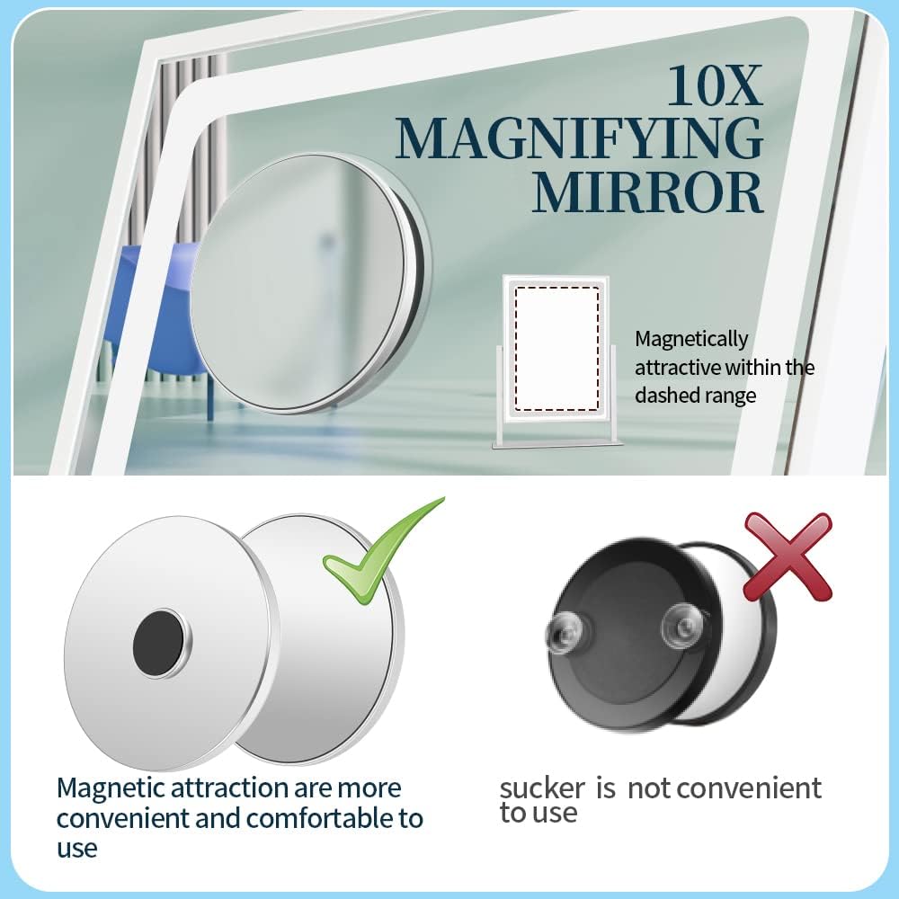 Lighted Makeup Mirror with 3 Colors White