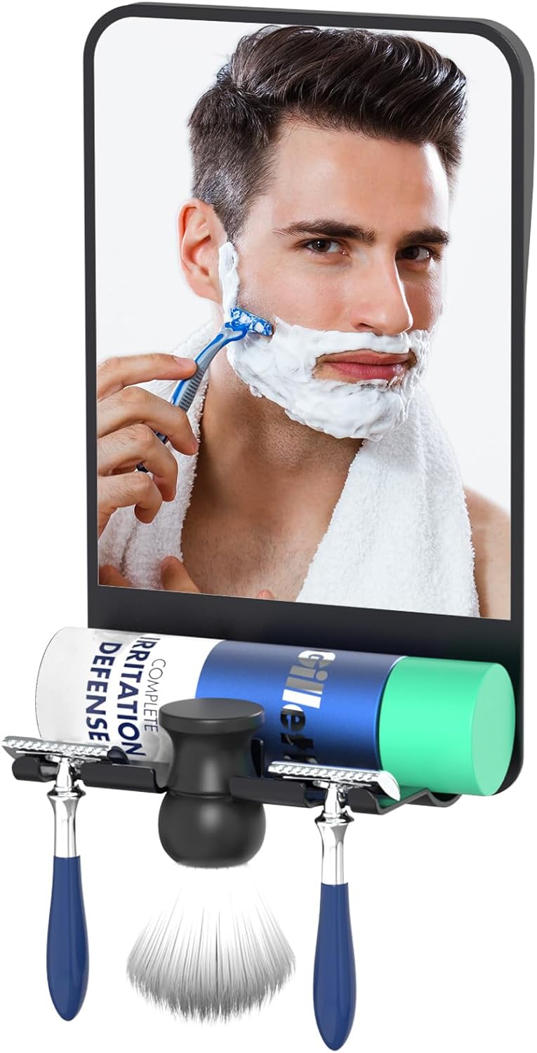 Fogless DotMirror Folding Razor Storage Organizer Shower Mirror