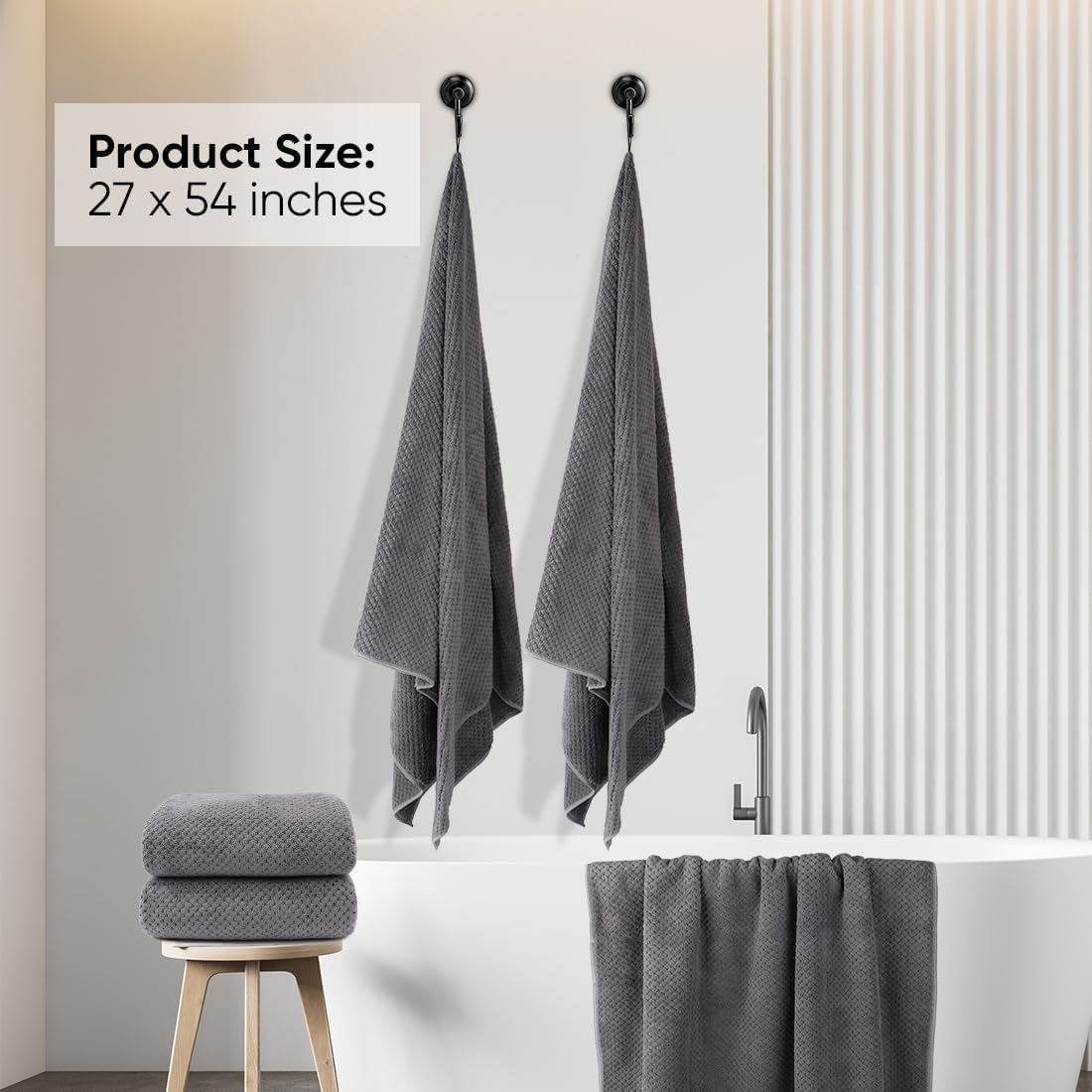 HOMEXCEL Bath Towel Set 4-Pack Grey