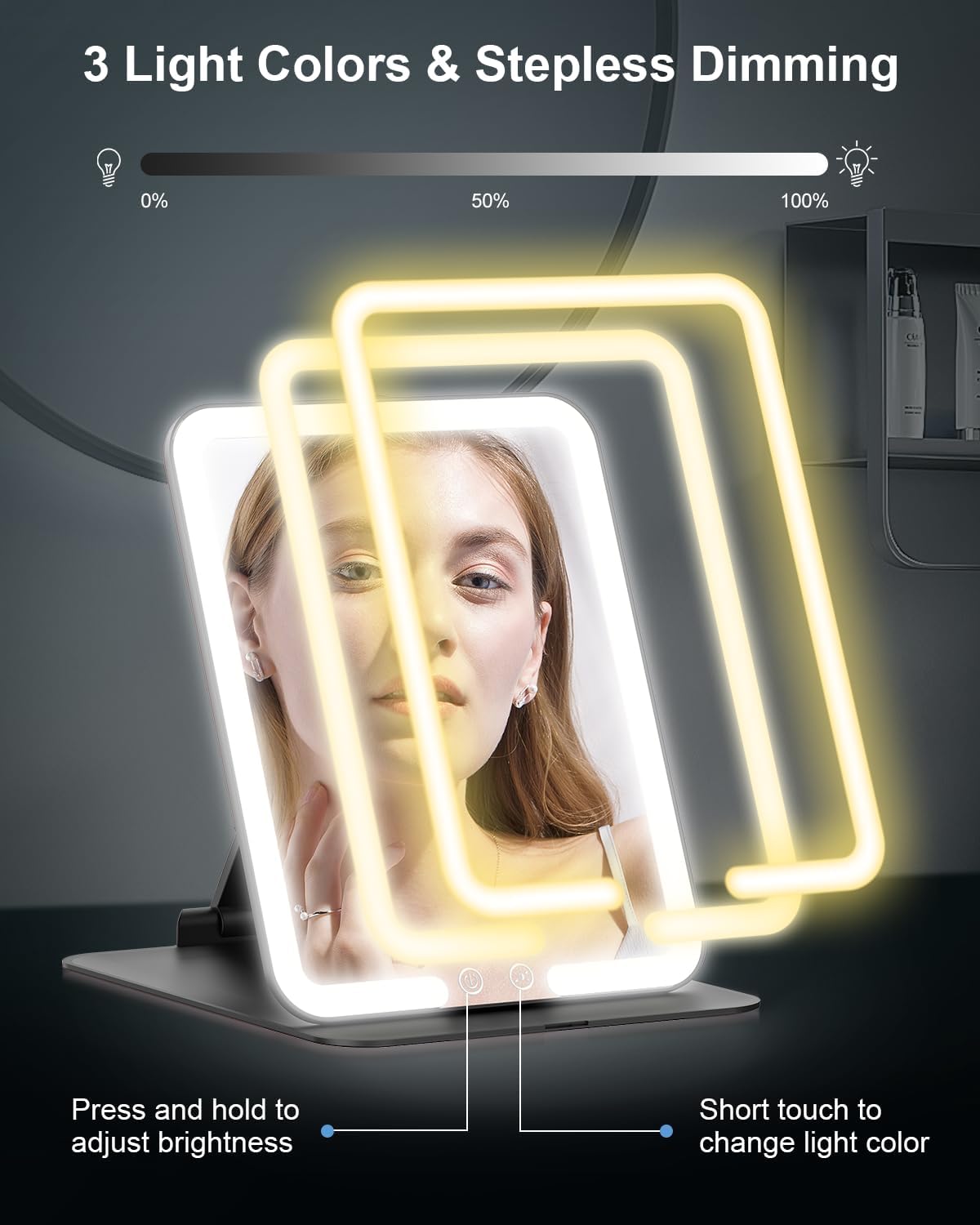Gospire Compact 10x Makeup Mirror with LED Lights Stand
