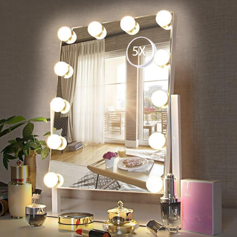 HIEEY 5X Magnification Vanity Mirror with Smart Lights and Rotation