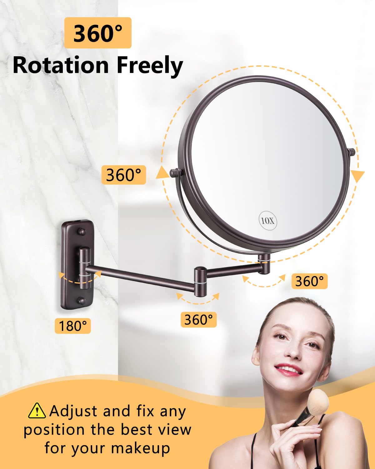 Decluttr 9-Inch Wall-Mounted Magnifying Mirror for Bathroom