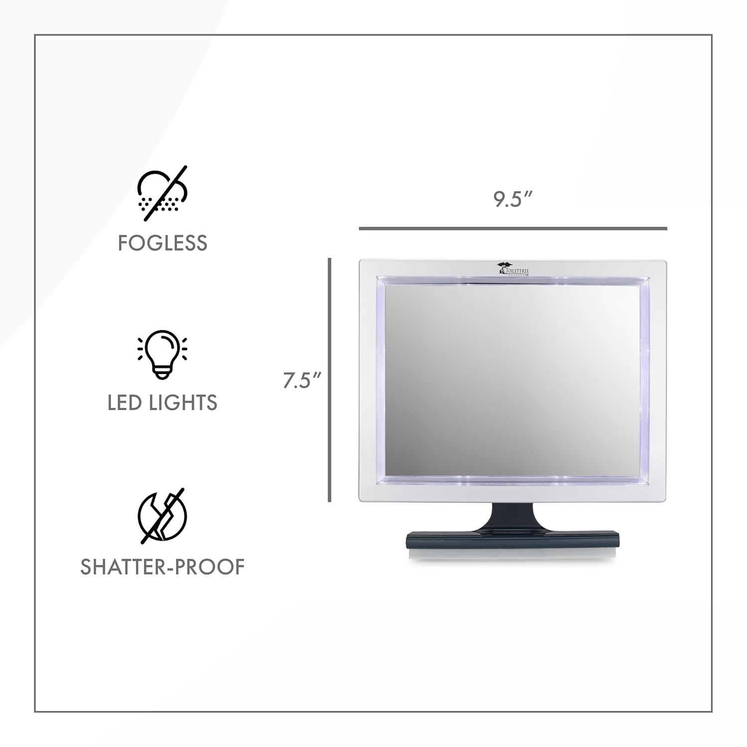 Luxury LED Fogless Shower Mirror by Toilettree Products