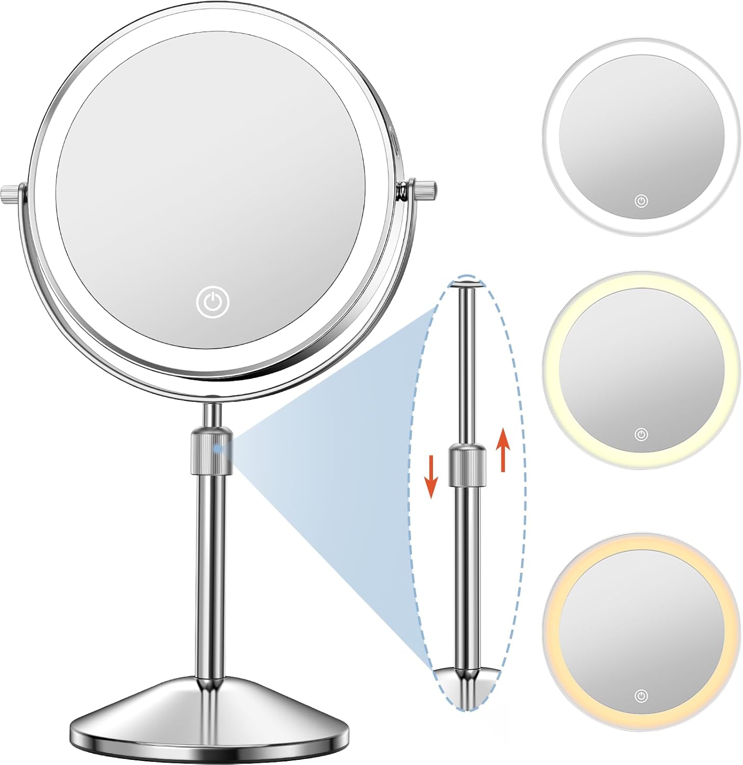 Vanity Mirror with Lights 7 Rechargeable 1x10x Lighted Makeup Mirror