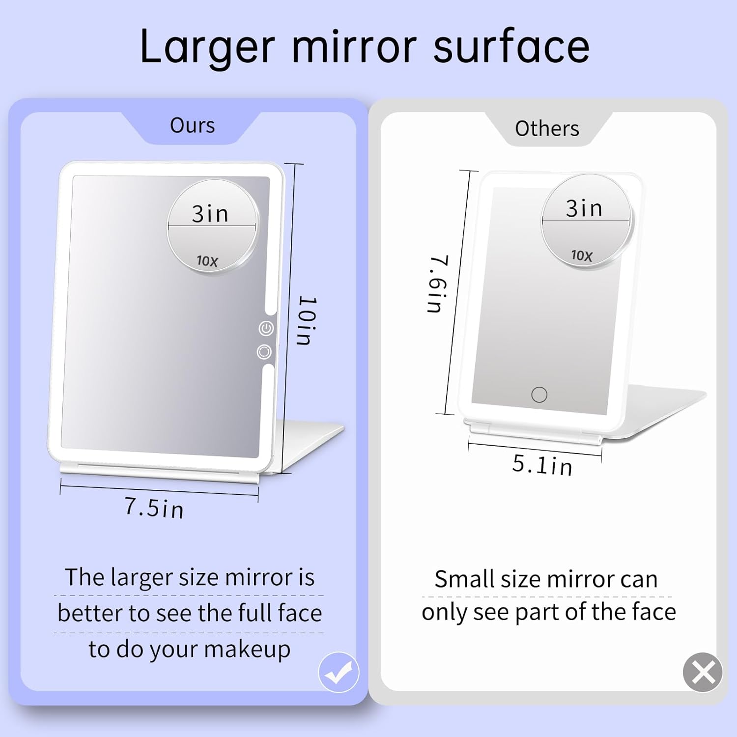 FUNTOUCH 1800mAh Rechargeable Makeup Mirror with Lights