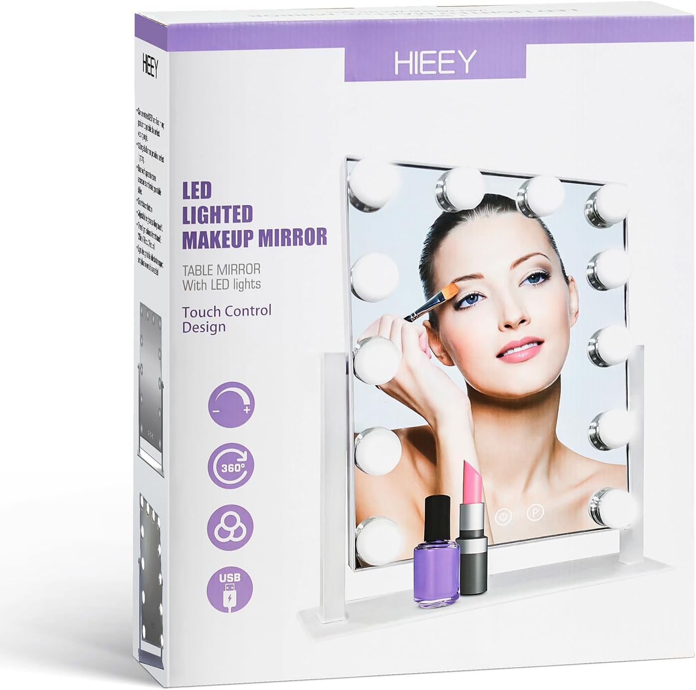 HIEEY 5X Magnification Vanity Mirror with Smart Lights and Rotation
