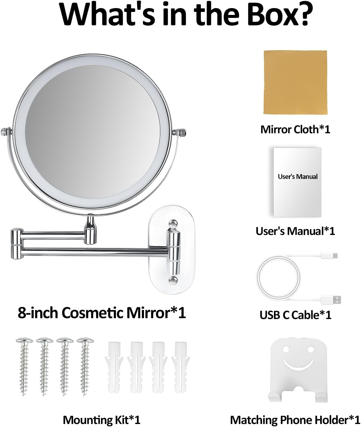 SEAE Miko 8-inch Wall-Mounted Makeup Mirror