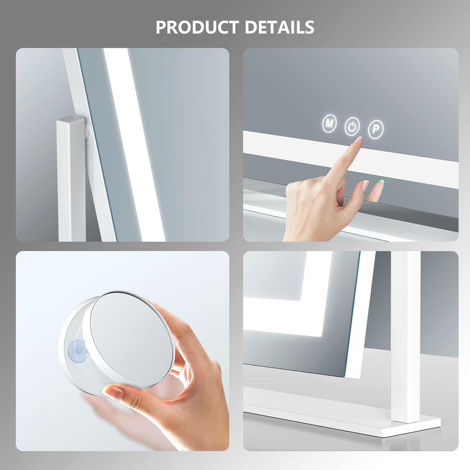 Curved Lighted Makeup Mirror with 360 Rotation
