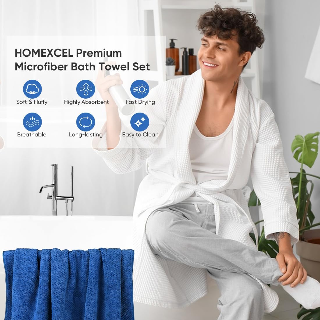 HOMEXCEL Bath Towels 4x30x60 Luxurious Microfiber Towels for Bathroom Pool Beach Yoga