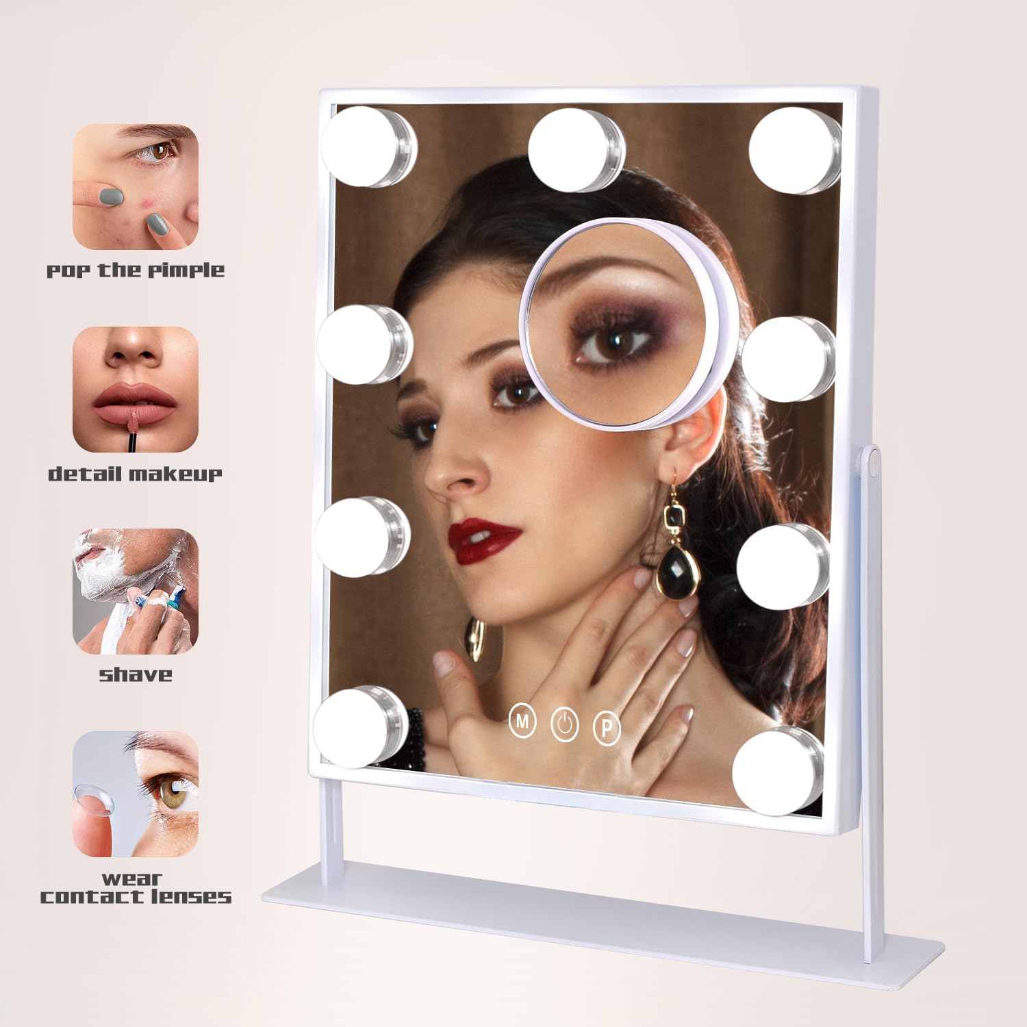 COOLJEEN 9 LED Vanity Mirror with 10X Magnification