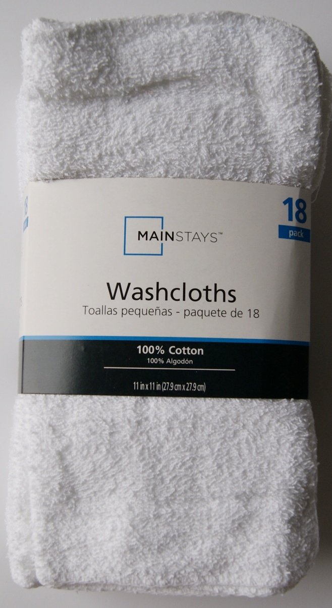 18 Count White Cotton Washcloths
