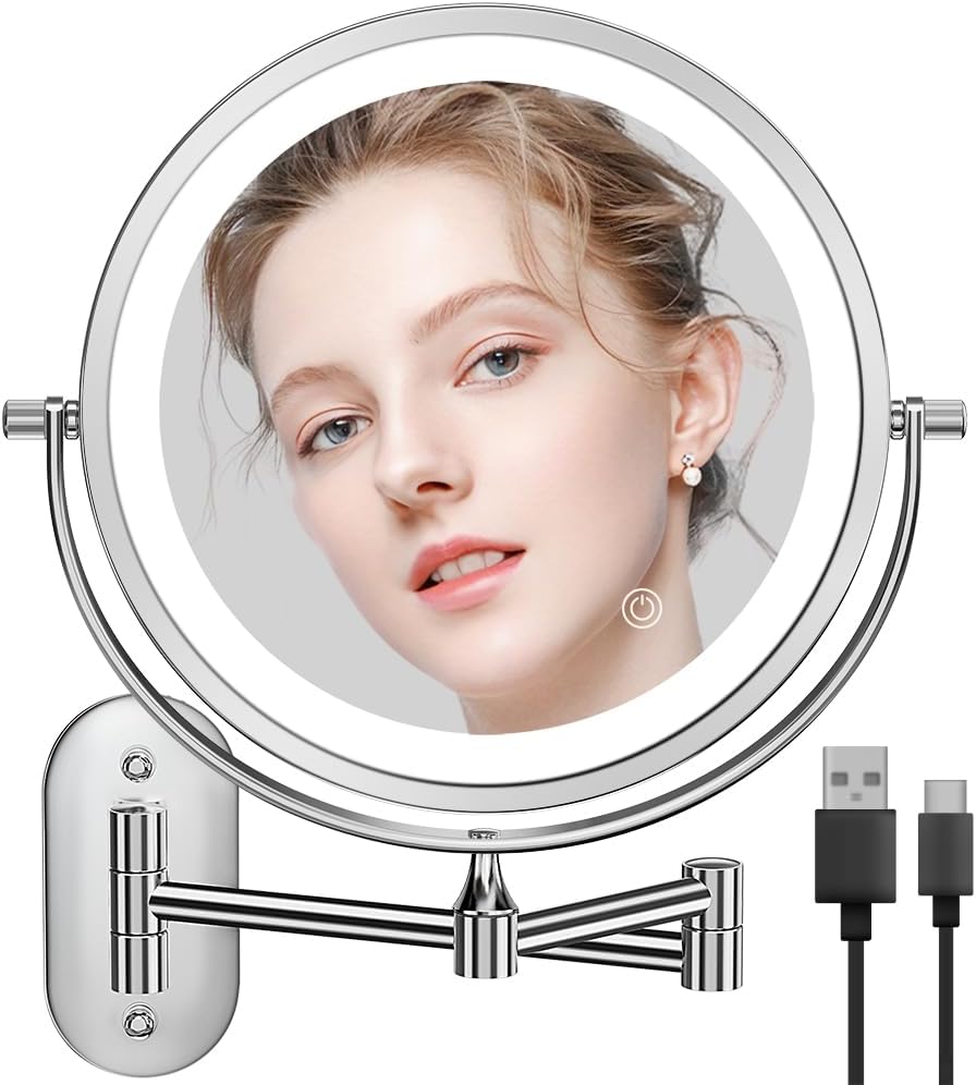 Wall-Mounted Digital Makeup Mirror 8 with 1X10X Magnification