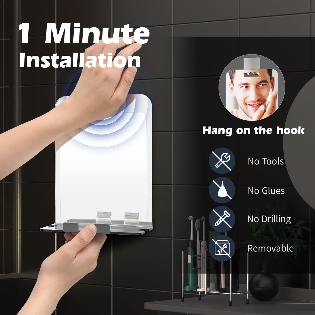 Shinova Pro_multipurpose Bogus Free Standing Mirror for Shavers inpoundShower