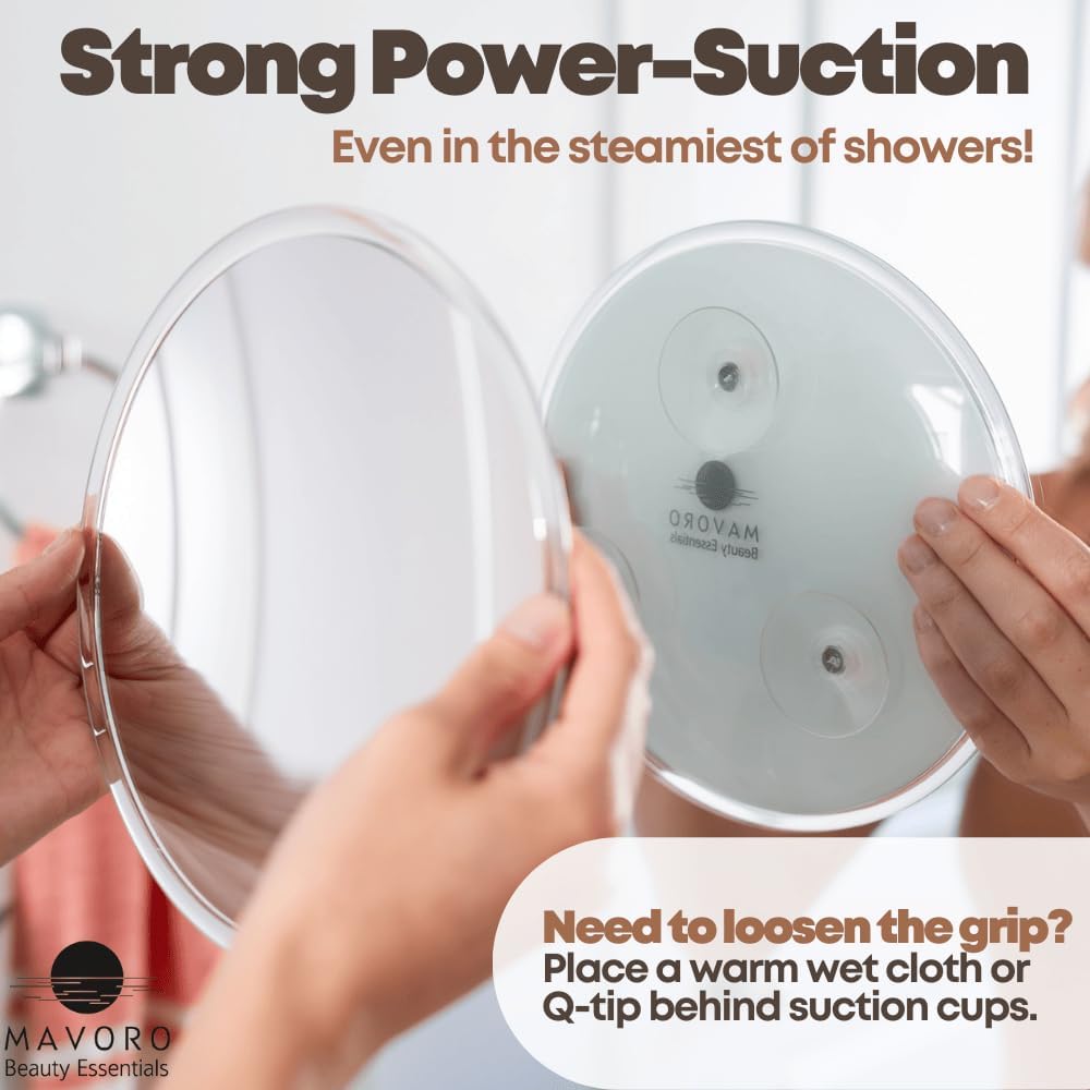 9-Inch Magnifying Mirror with Suction Cups for Makeup and Travel