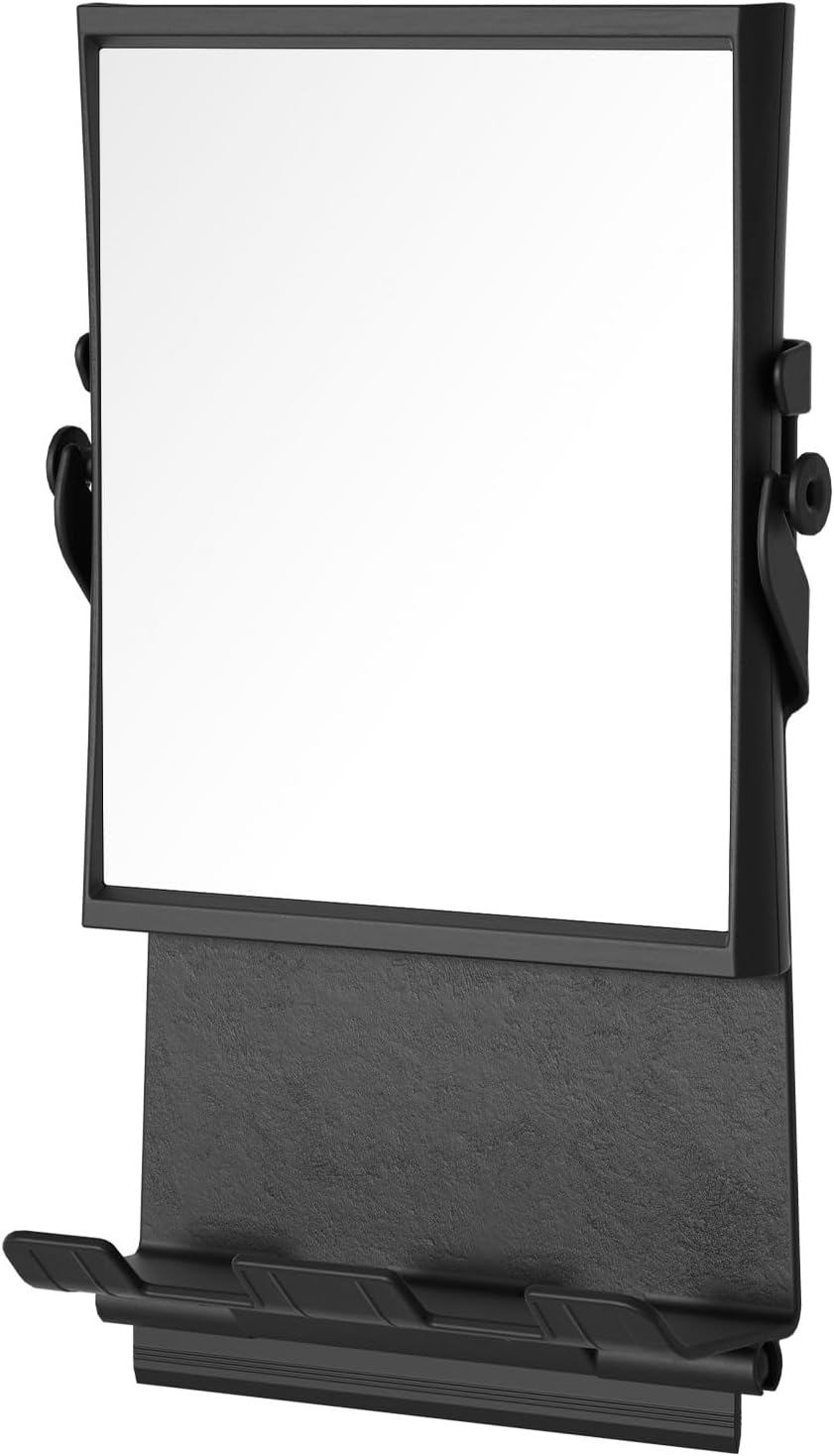 Fogless Dual-Sided Shower Mirror - Rust-Proof and Slick Black Design