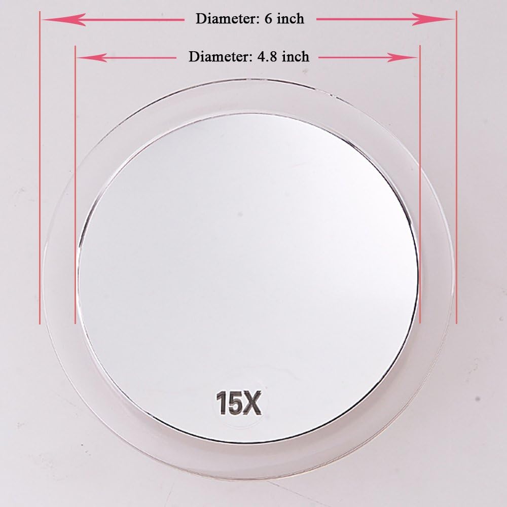 Santoo 15X Magnifying Mirror - Compact with suction cups for makeup precision
