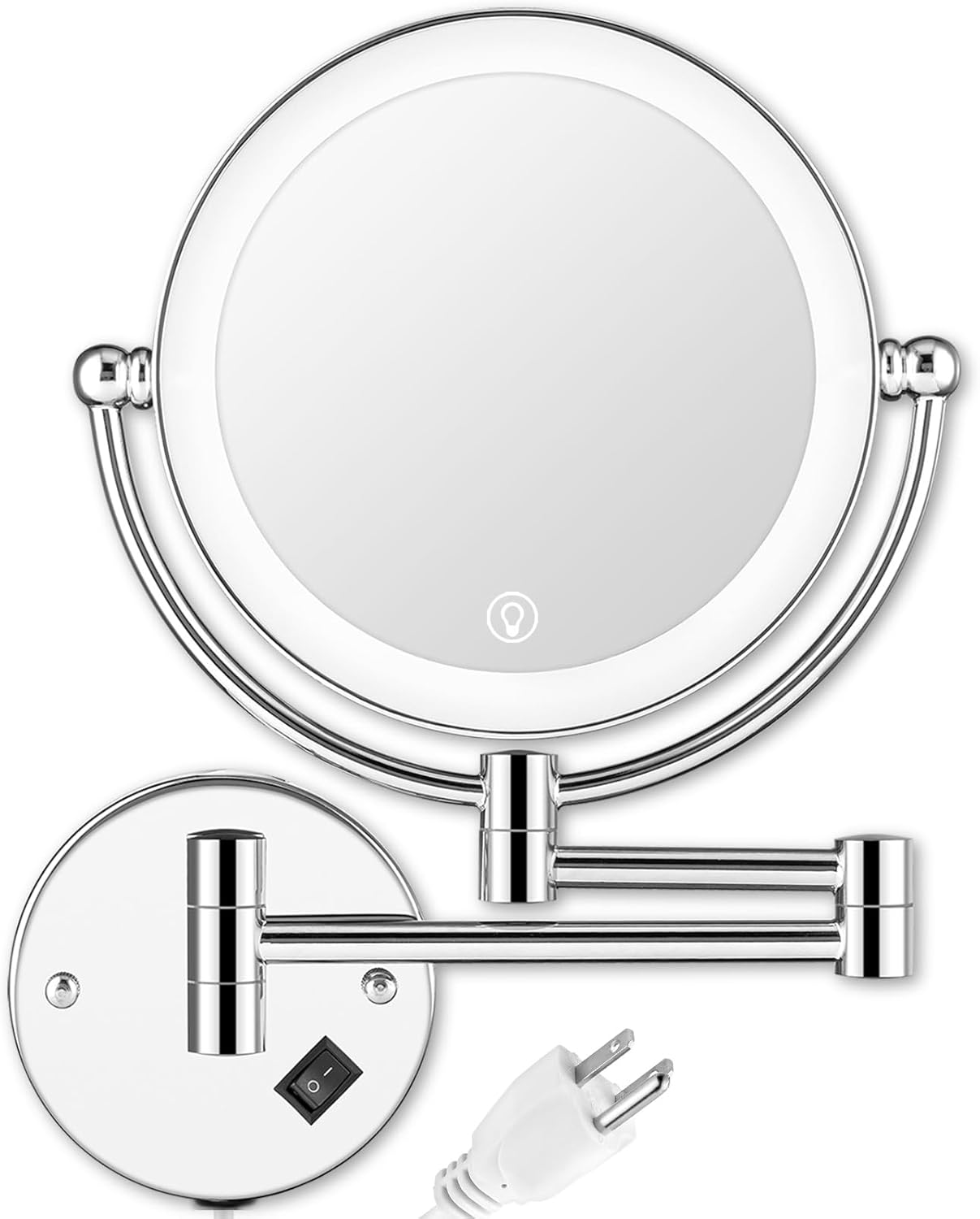 10-Inch wall-mounted Lighted Makeup Mirror with 1x 10x Magnification