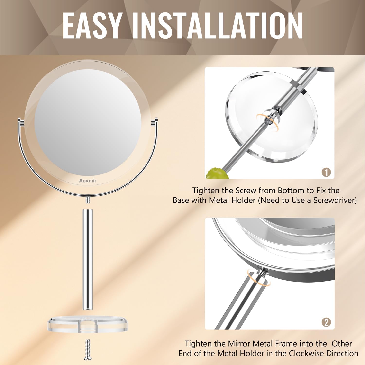 Double-Sided 20X Magnifying Makeup Mirror with 360 Rotation