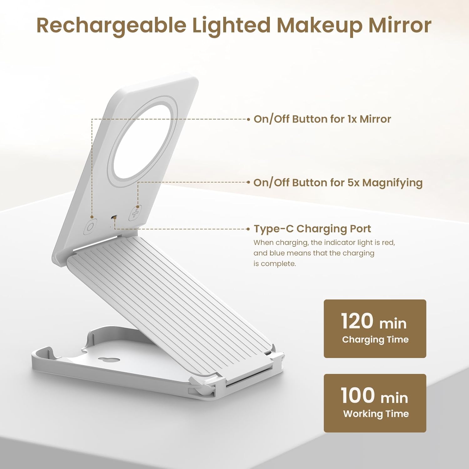 LAMPICK Travel Makeup Mirror