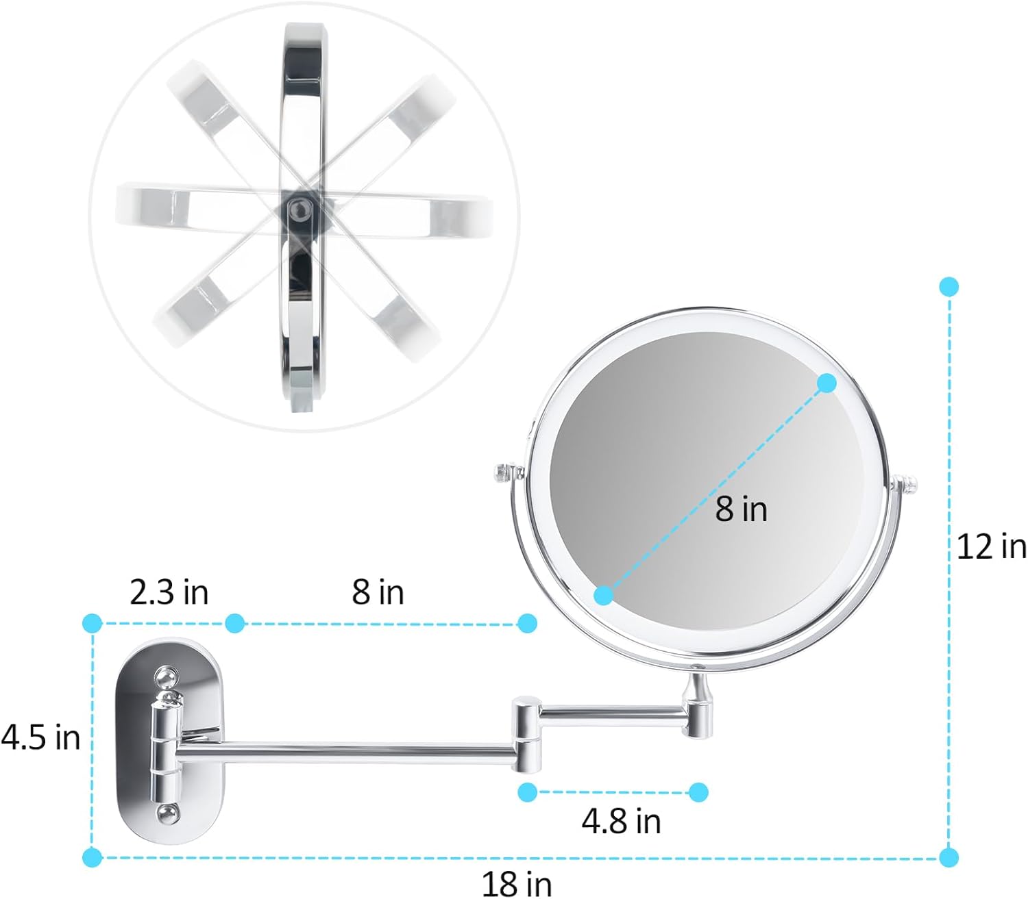 SEAE Miko 8-inch Wall-Mounted Makeup Mirror
