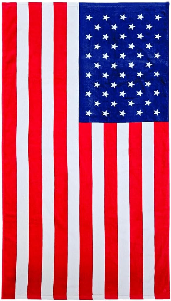 Patriotic American Flag Beach Towels Double-sided Velour Premium Quality