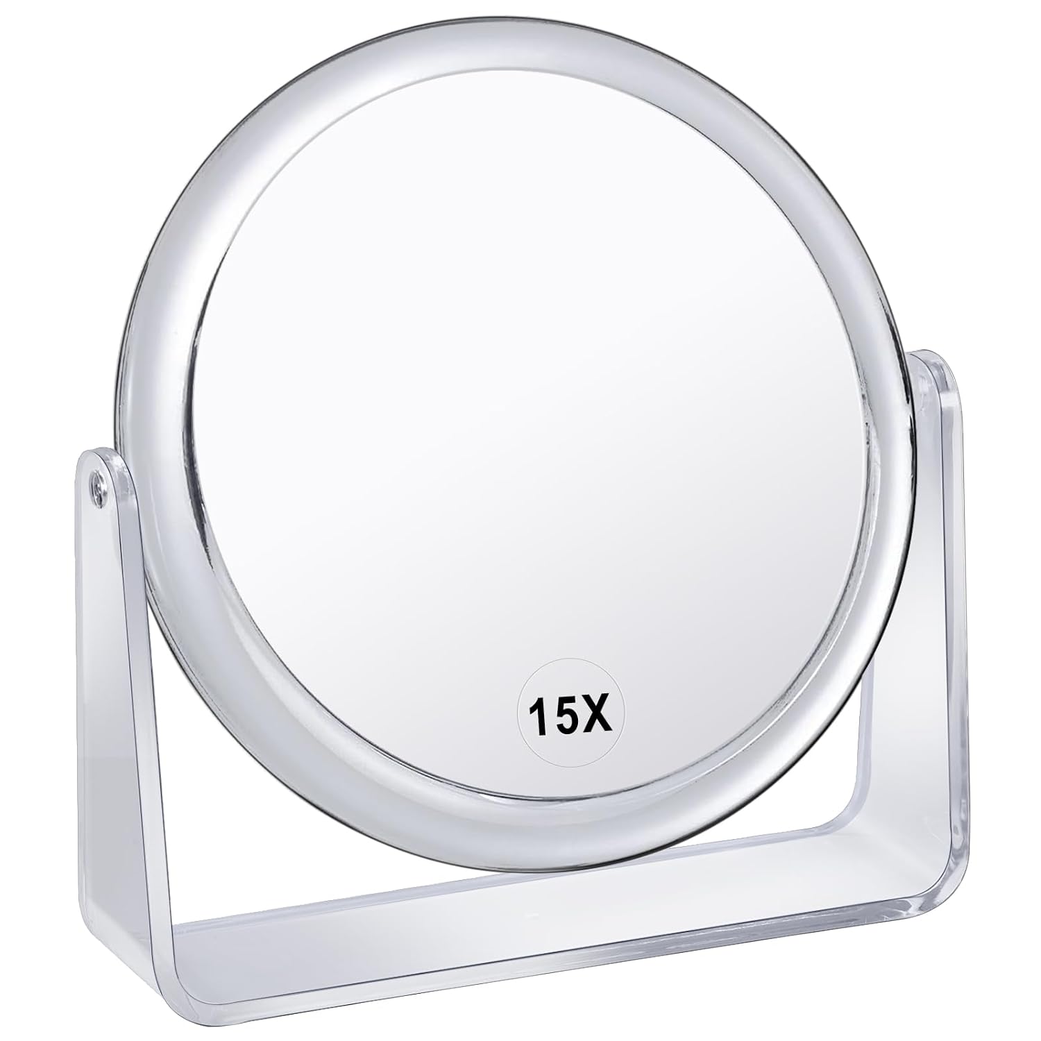 Elegant 15X Vanity Mirror with 360-Degree Rotation and 1X15X Swivel