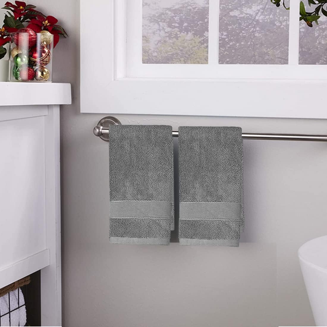 Bath Time - Soft Cotton Hand Towels 14x30 Set of 2 Machine Washable Hypoallergenic