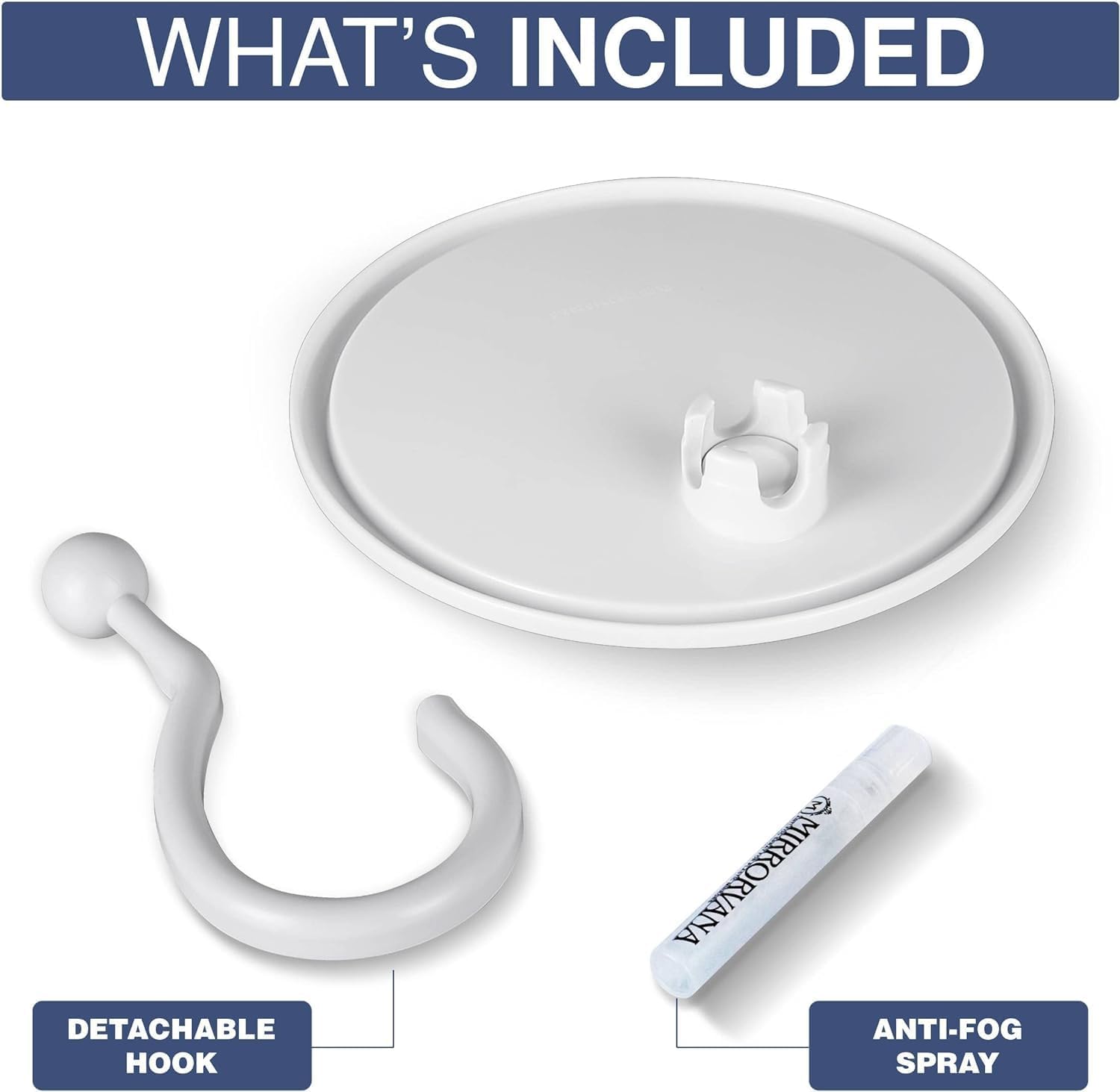 Mirrorvana - Hangable Round Fogless shower mirror with 360 Swivel Rotatable Hook