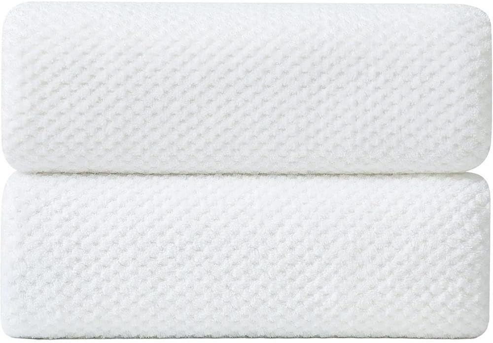 Double Stitched Soft Plush Bath Towels Set of 2